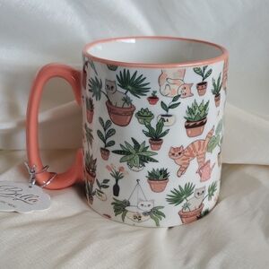 Cat Plant House Plant Coral Mug